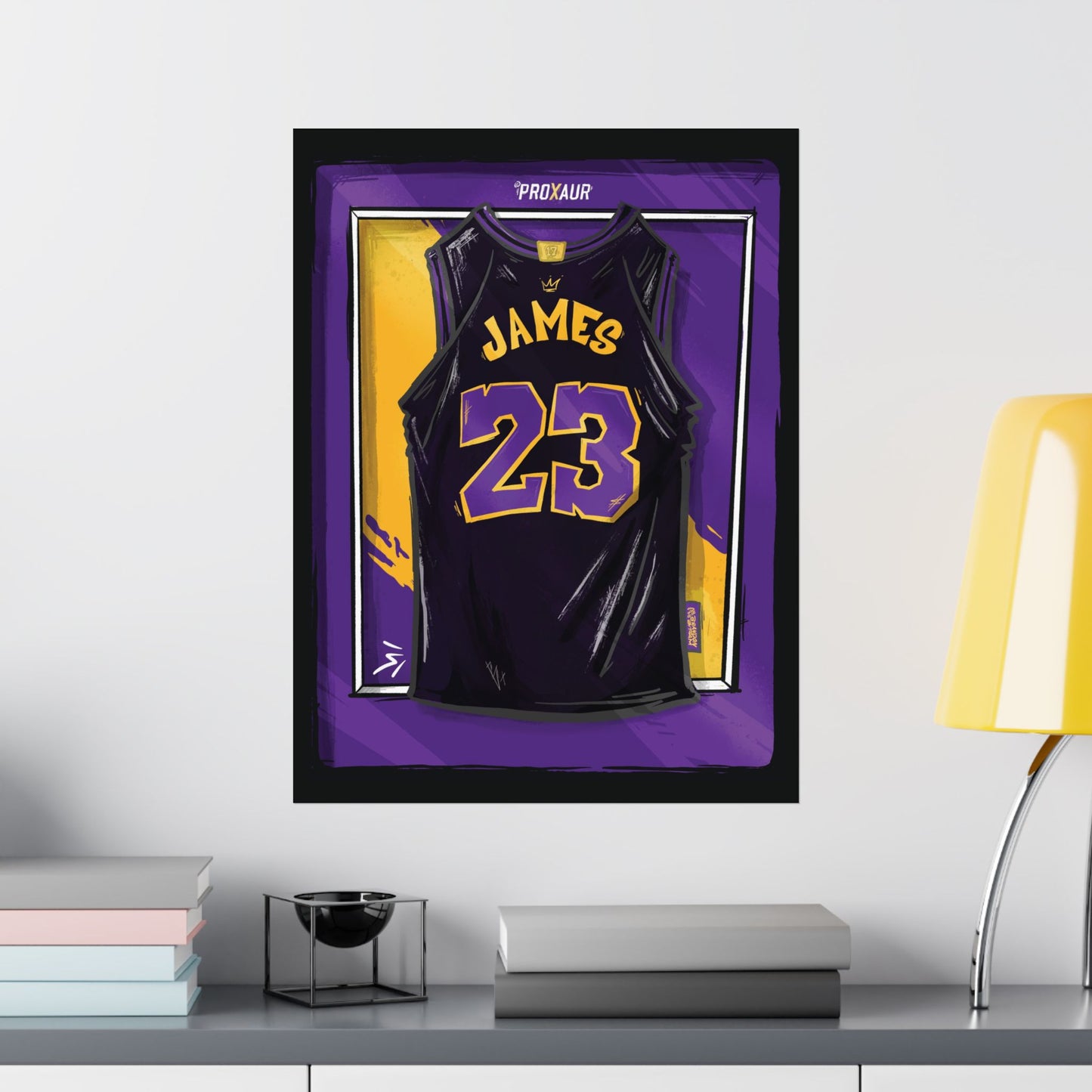 LeBron James '23' Los Angeles Black/Purple Jersey Poster