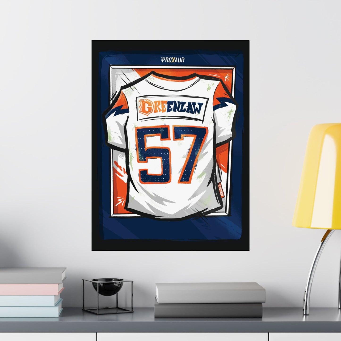 Dre Greenlaw #57 Denver 'Away White' Jersey Poster