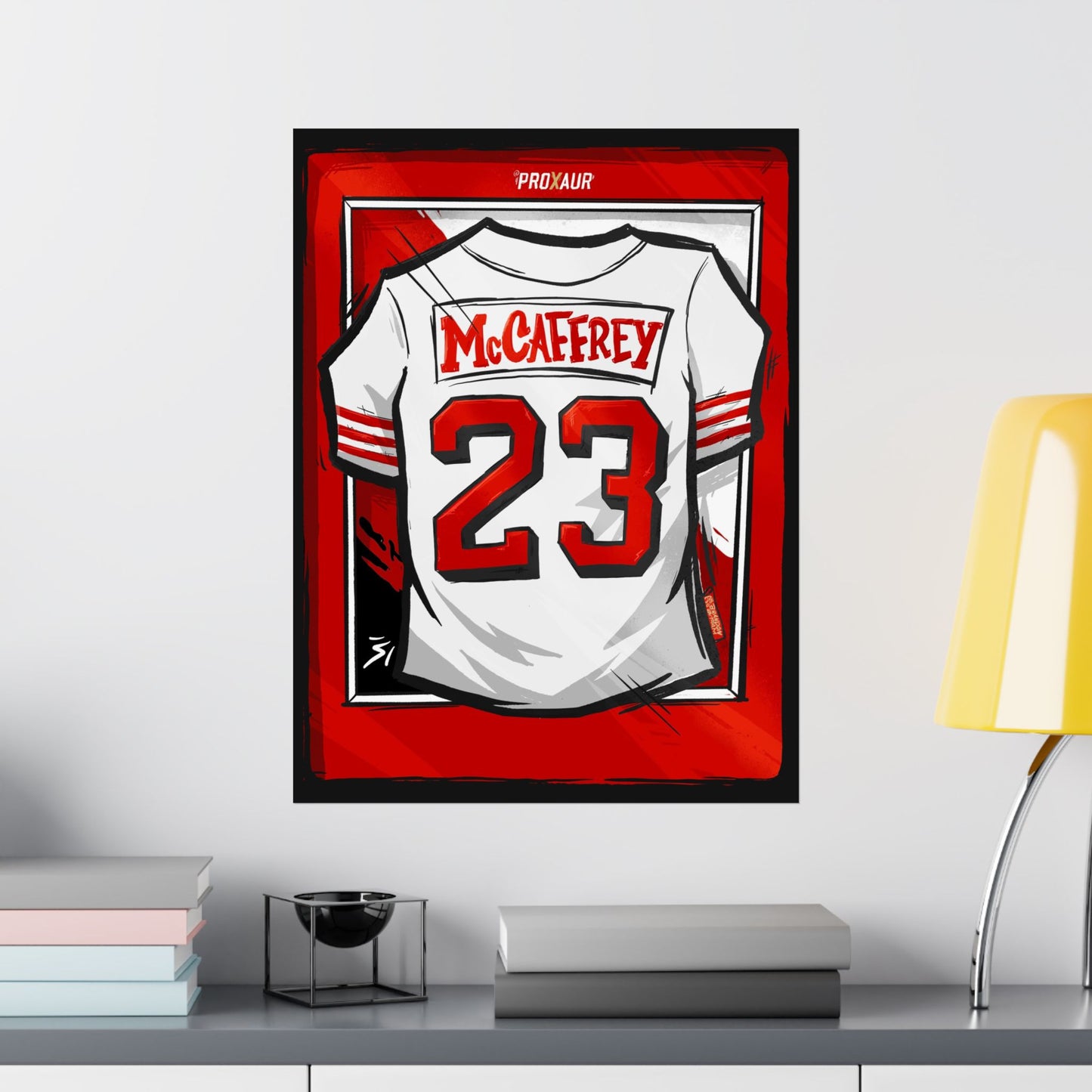 Christian McCaffrey #23 San Francisco '94 White Throwback' Jersey Poster