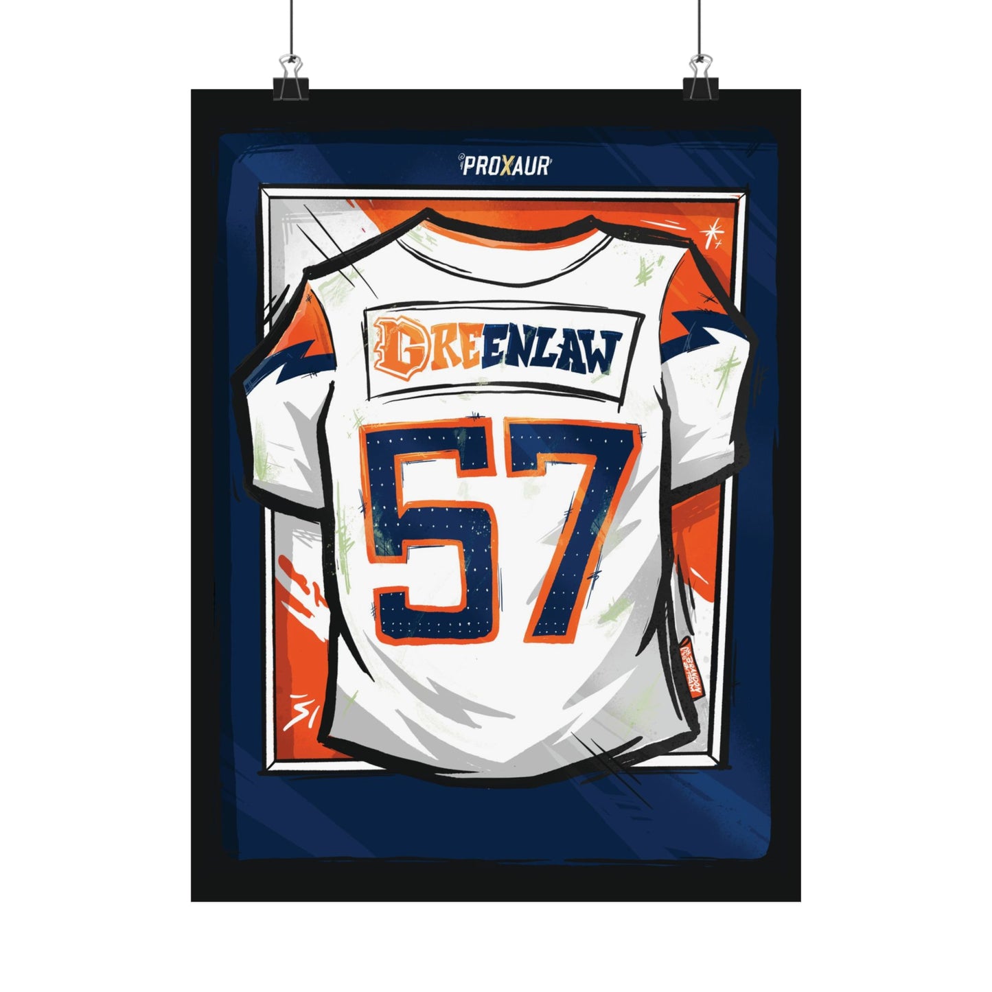 Dre Greenlaw #57 Denver 'Away White' Jersey Poster