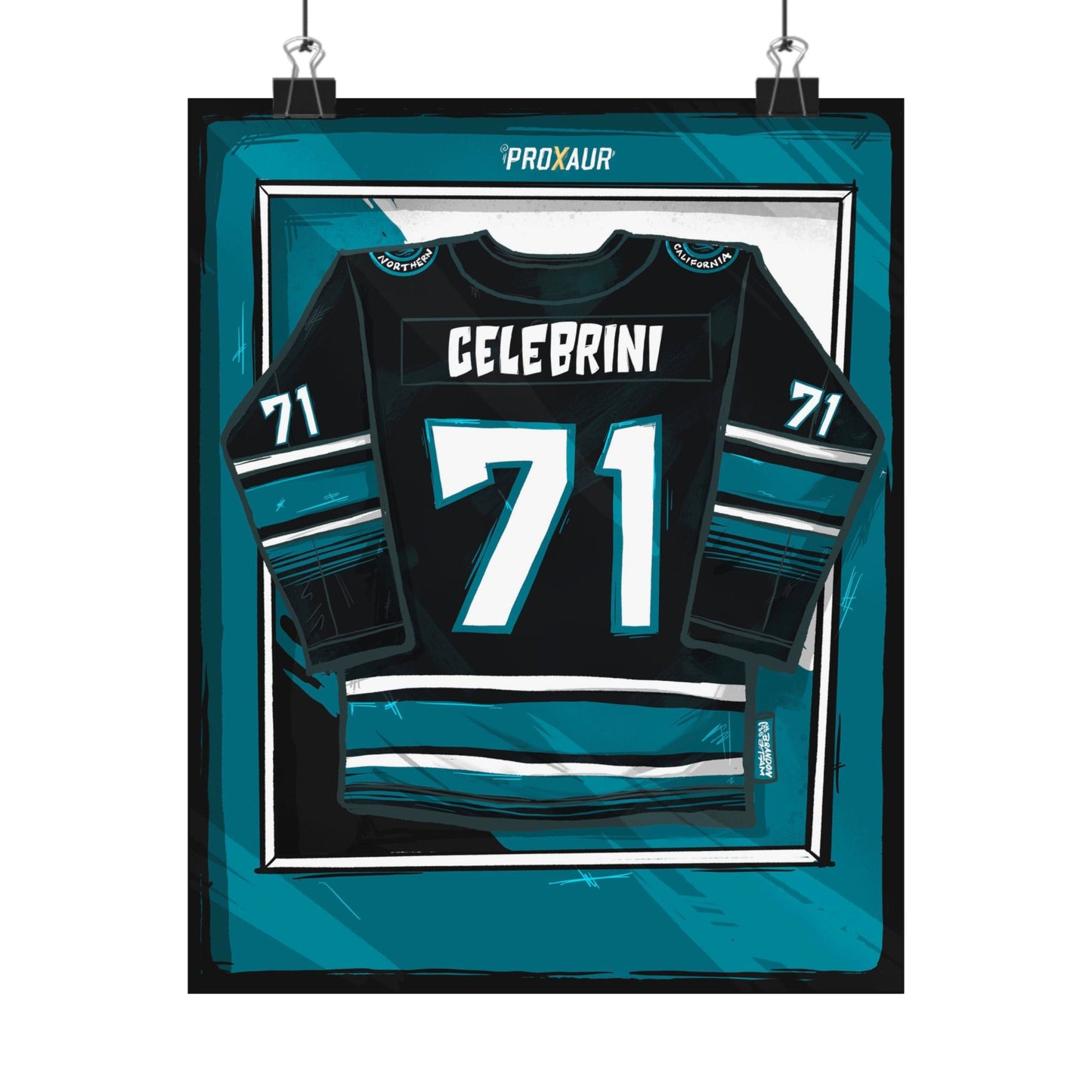 Celebrini #71 San Jose 2025-26 Black Alternate Jersey Poster