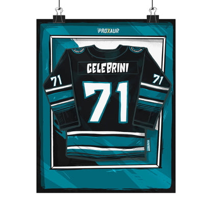 Celebrini #71 San Jose 2025-26 Black Alternate Jersey Poster