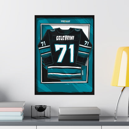 Celebrini #71 San Jose 2025-26 Black Alternate Jersey Poster