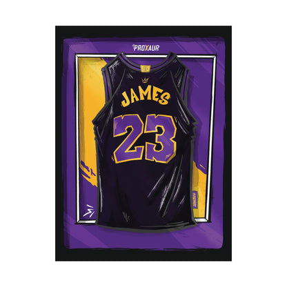 LeBron James '23' Los Angeles Black/Purple Jersey Poster