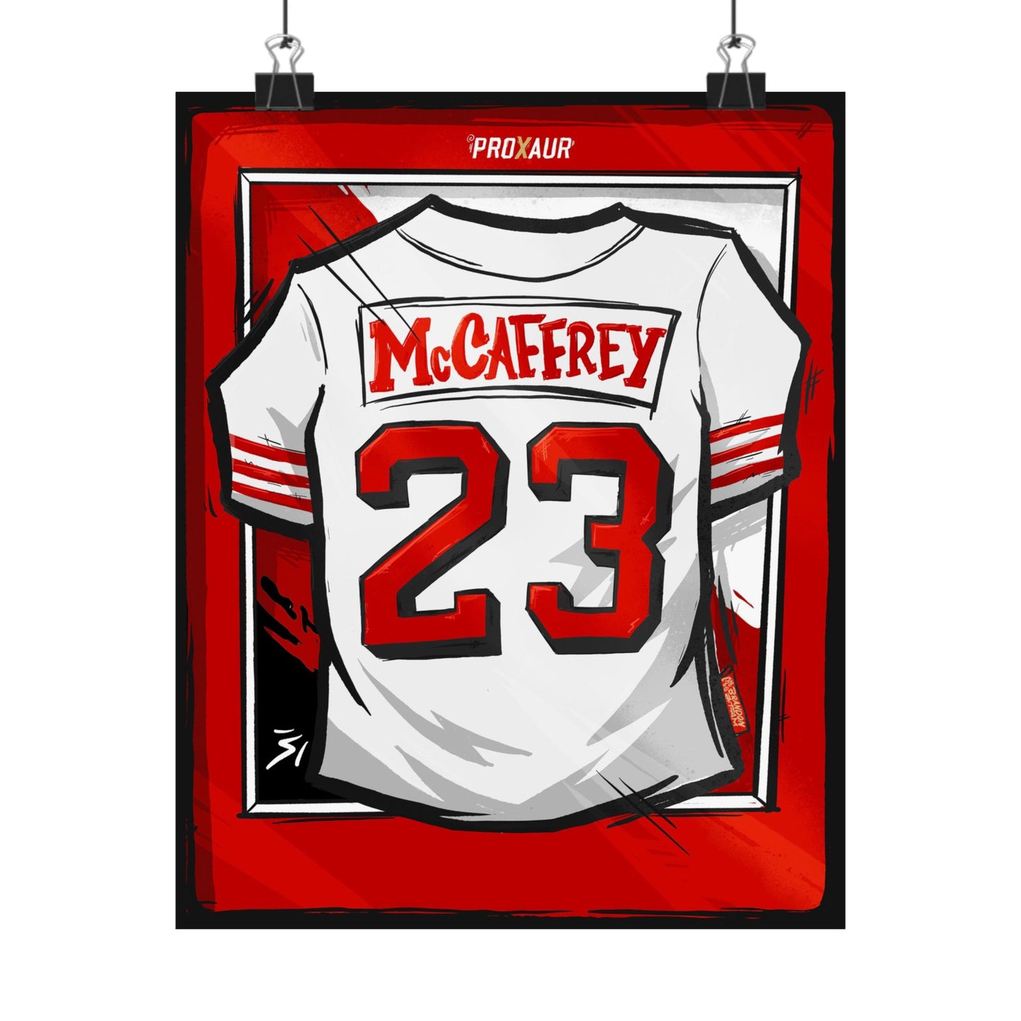 Christian McCaffrey #23 San Francisco '94 White Throwback' Jersey Poster