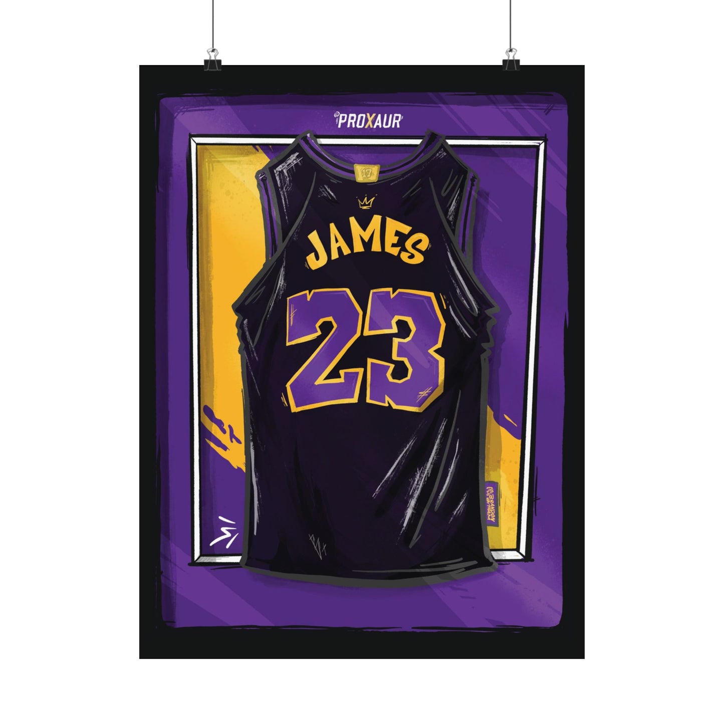 LeBron James '23' Los Angeles Black/Purple Jersey Poster