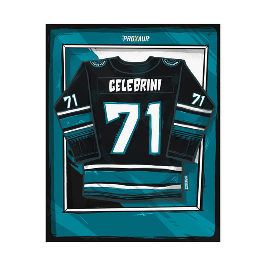 Celebrini #71 San Jose 2025-26 Black Alternate Jersey Poster