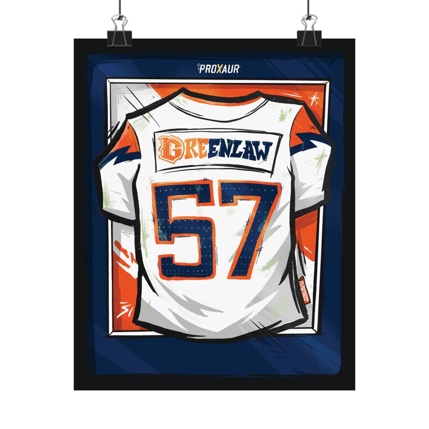 Dre Greenlaw #57 Denver 'Away White' Jersey Poster