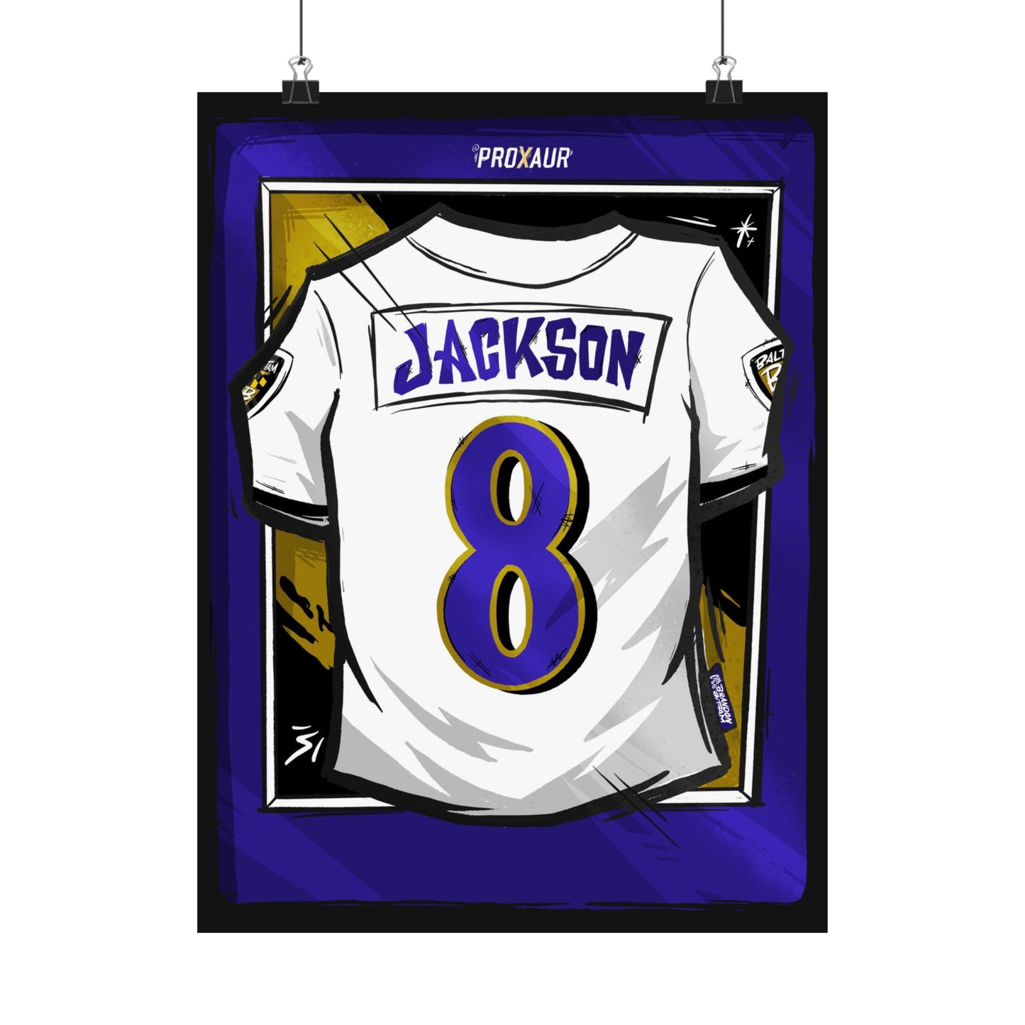 Lamar Jackson Baltimore #8 'Away White' Jersey Poster