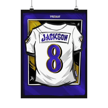 Lamar Jackson Baltimore #8 'Away White' Jersey Poster