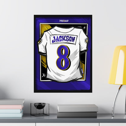 Lamar Jackson Baltimore #8 'Away White' Jersey Poster