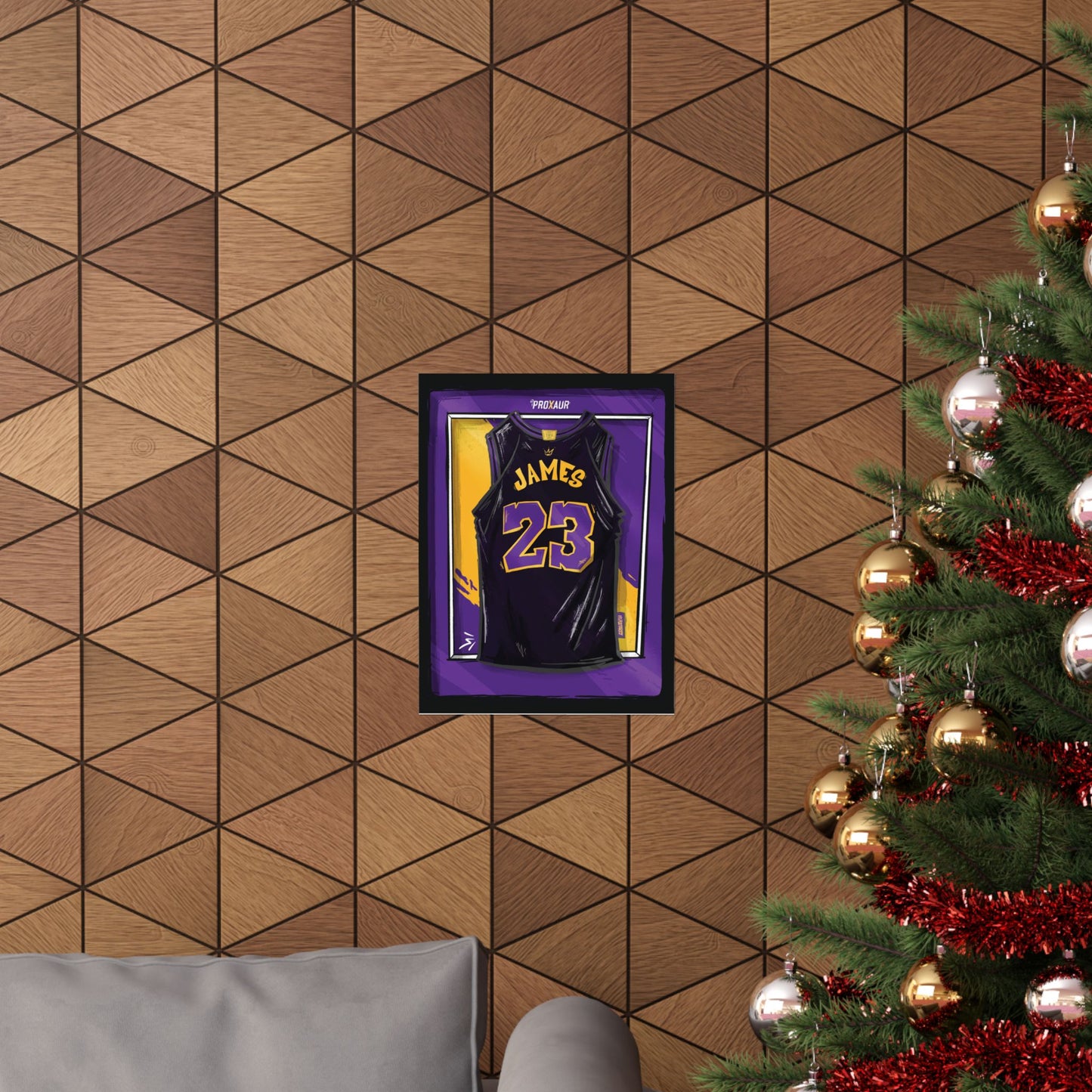 LeBron James '23' Los Angeles Black/Purple Jersey Poster