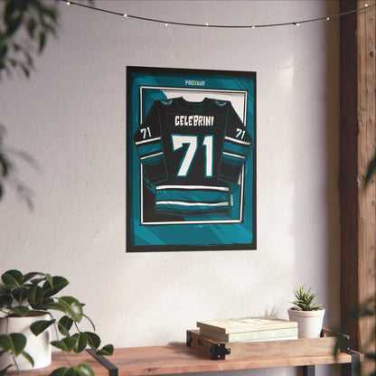 Celebrini #71 San Jose 2025-26 Black Alternate Jersey Poster