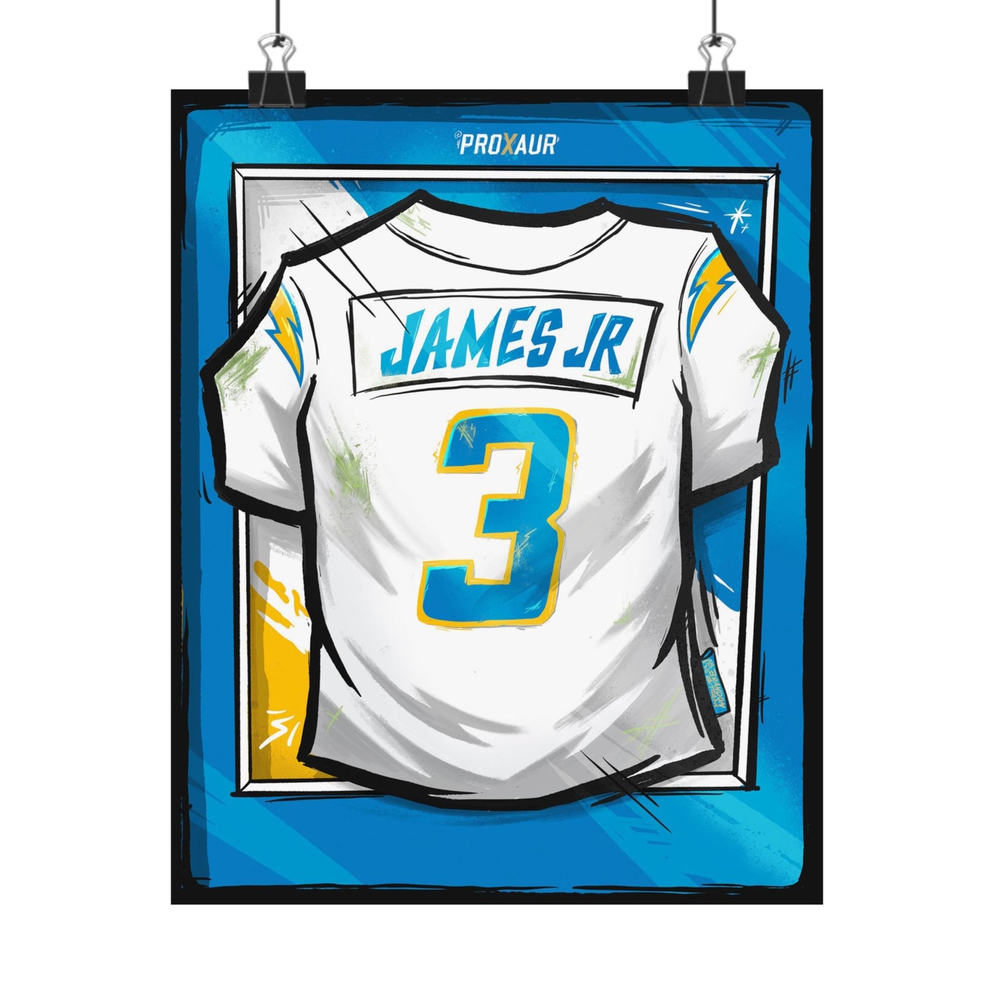 Derwin James Jr. #3 Los Angeles 'Away White' Jersey Poster