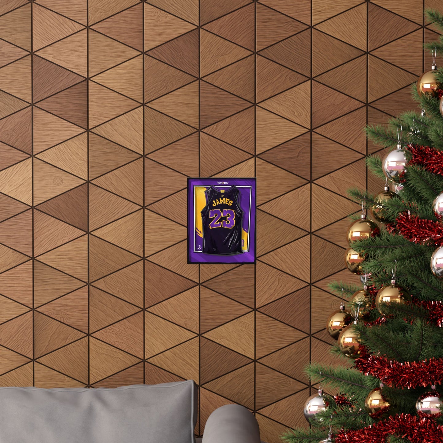 LeBron James '23' Los Angeles Black/Purple Jersey Poster