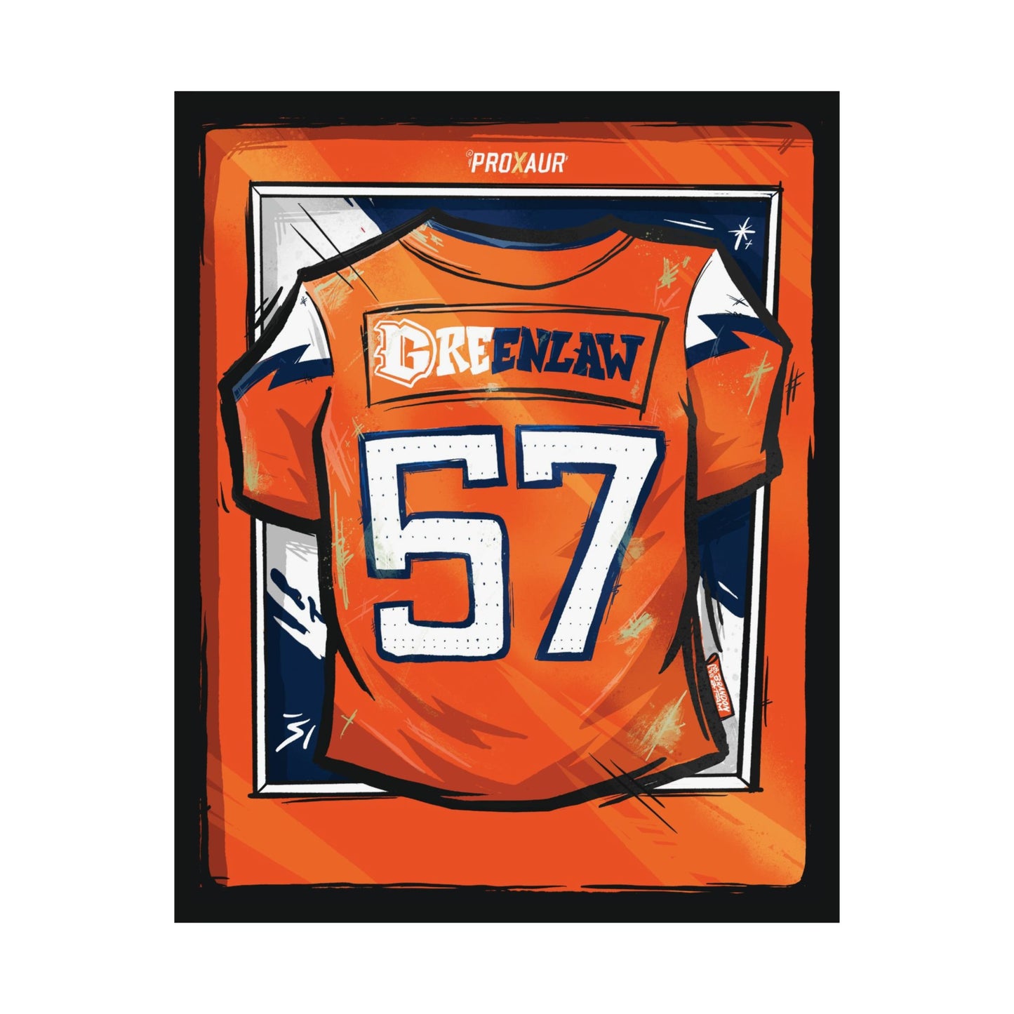 Dre Greenlaw #57 Denver 'Home Orange' Jersey Poster