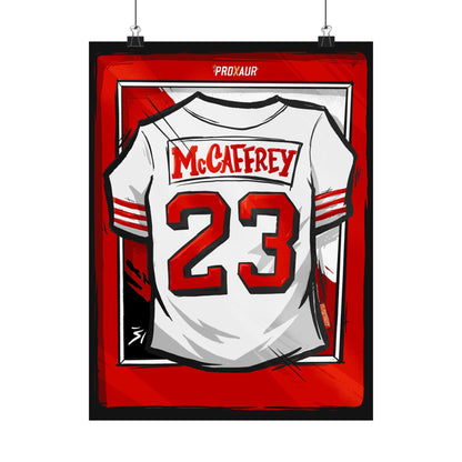 Christian McCaffrey #23 San Francisco '94 White Throwback' Jersey Poster