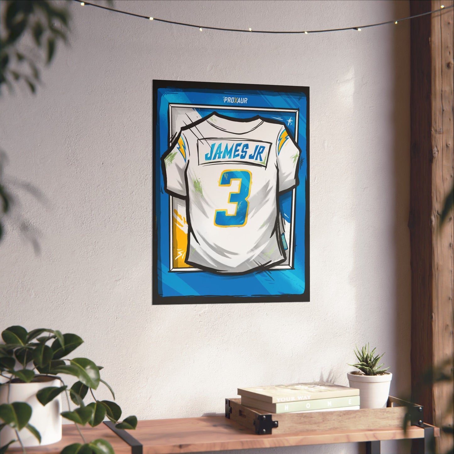 Derwin James Jr. #3 Los Angeles 'Away White' Jersey Poster
