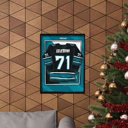 Celebrini #71 San Jose 2025-26 Black Alternate Jersey Poster