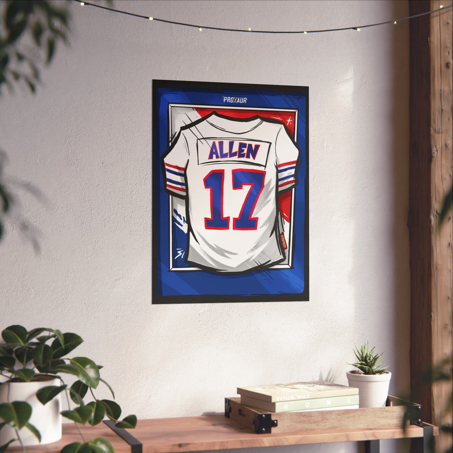 Josh Allen #17 Buffalo 'Throwback White' Jersey Poster
