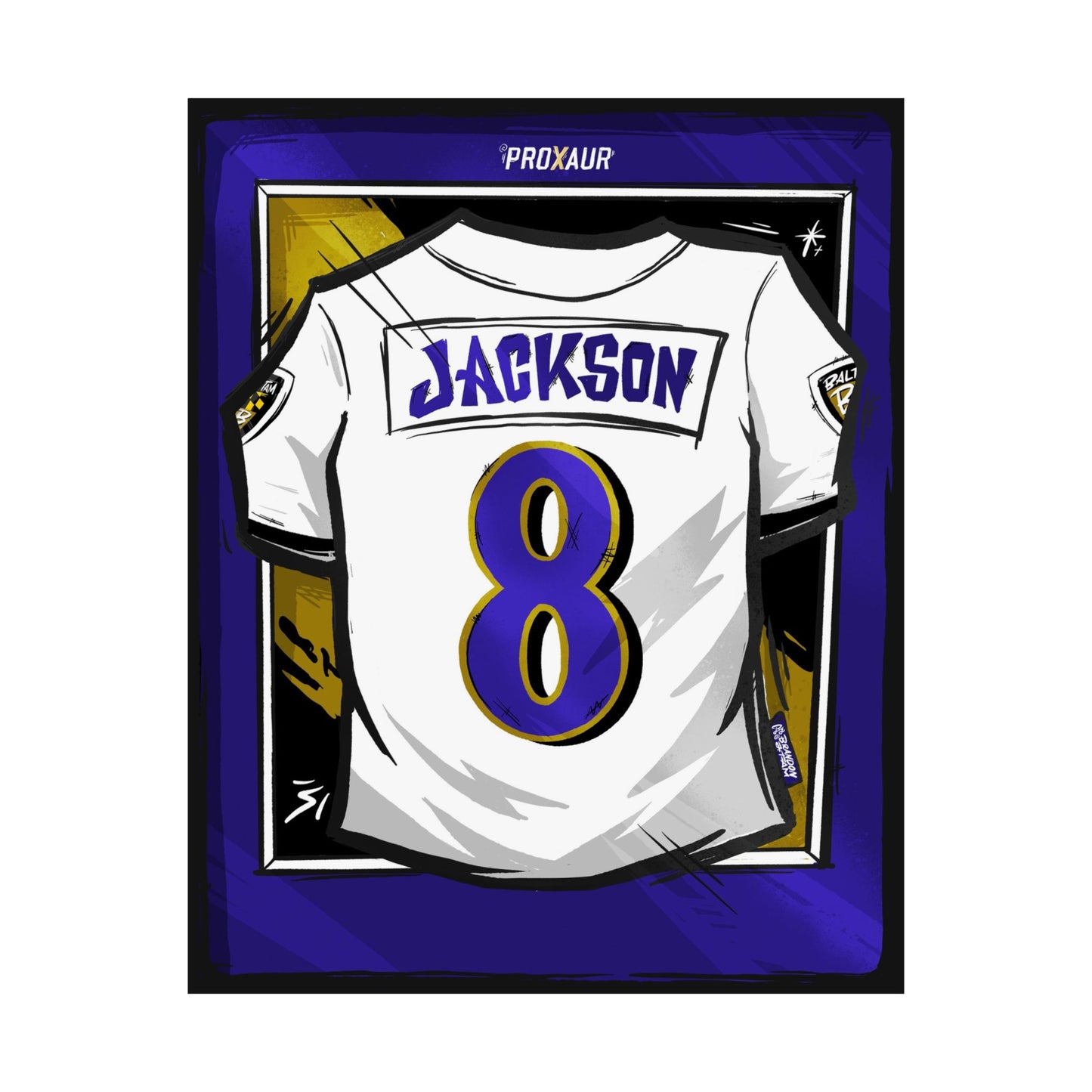 Lamar Jackson Baltimore #8 'Away White' Jersey Poster