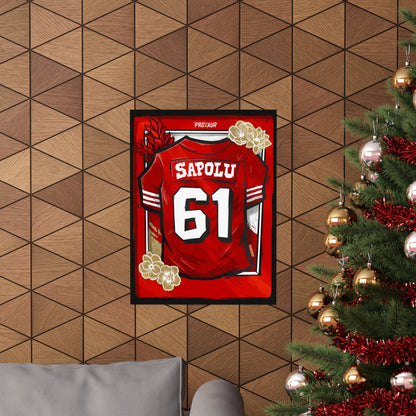 Jesse Sapolu #61 San Francisco '94 Red' Bay Area AAPI Bouquet Edition Jersey Poster