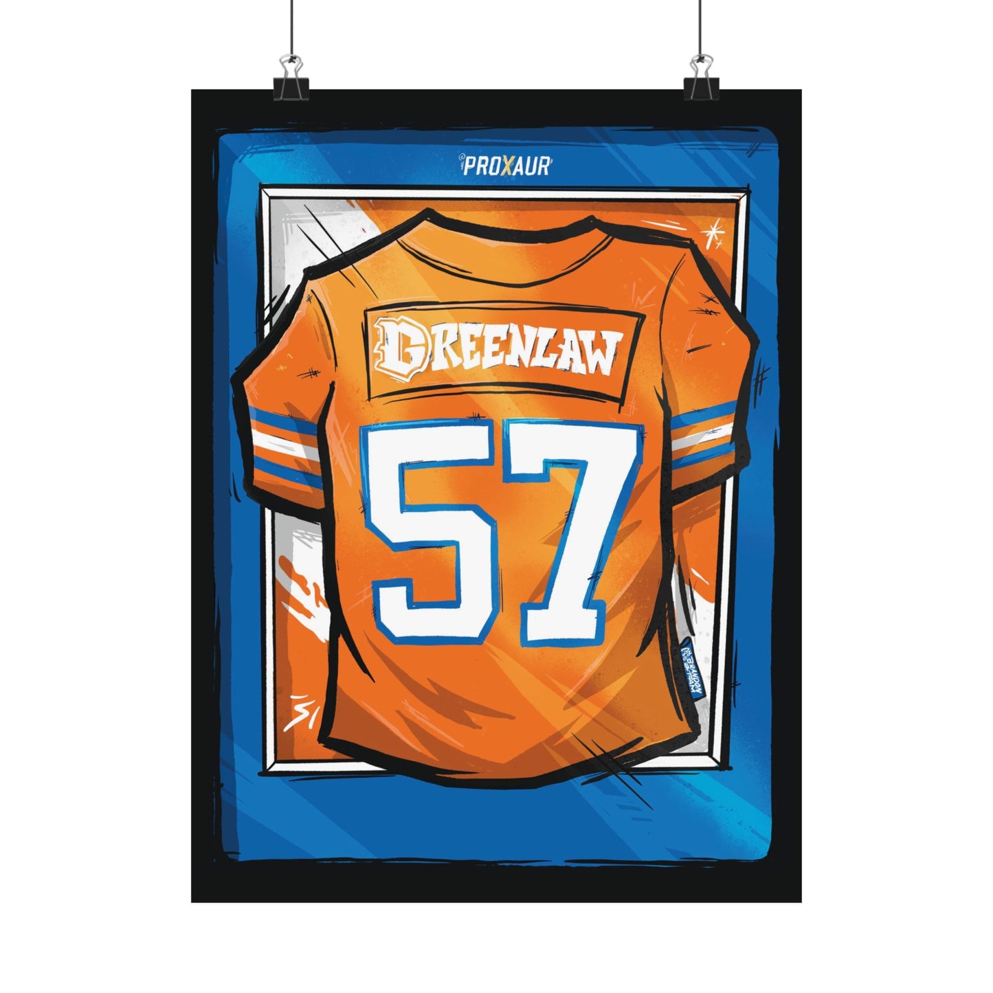Dre Greenlaw #57 Denver 'Throwback Orange' Jersey Poster