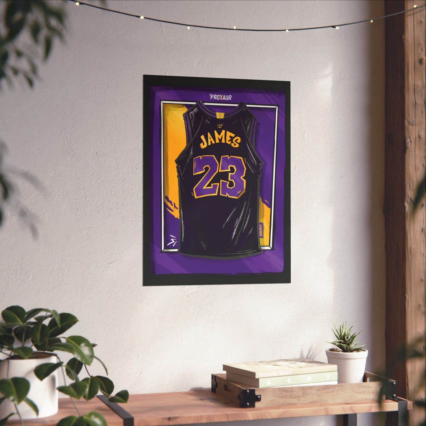 LeBron James '23' Los Angeles Black/Purple Jersey Poster