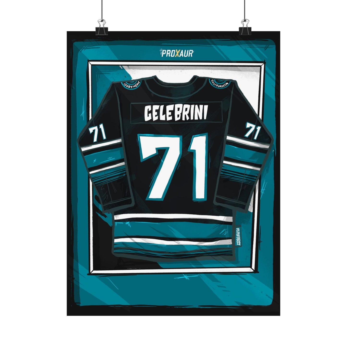 Celebrini #71 San Jose 2025-26 Black Alternate Jersey Poster