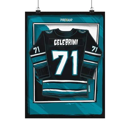 Celebrini #71 San Jose 2025-26 Black Alternate Jersey Poster
