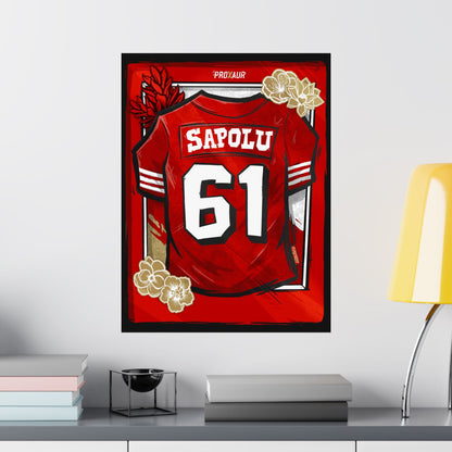 Jesse Sapolu #61 San Francisco '94 Red' Bay Area AAPI Bouquet Edition Jersey Poster