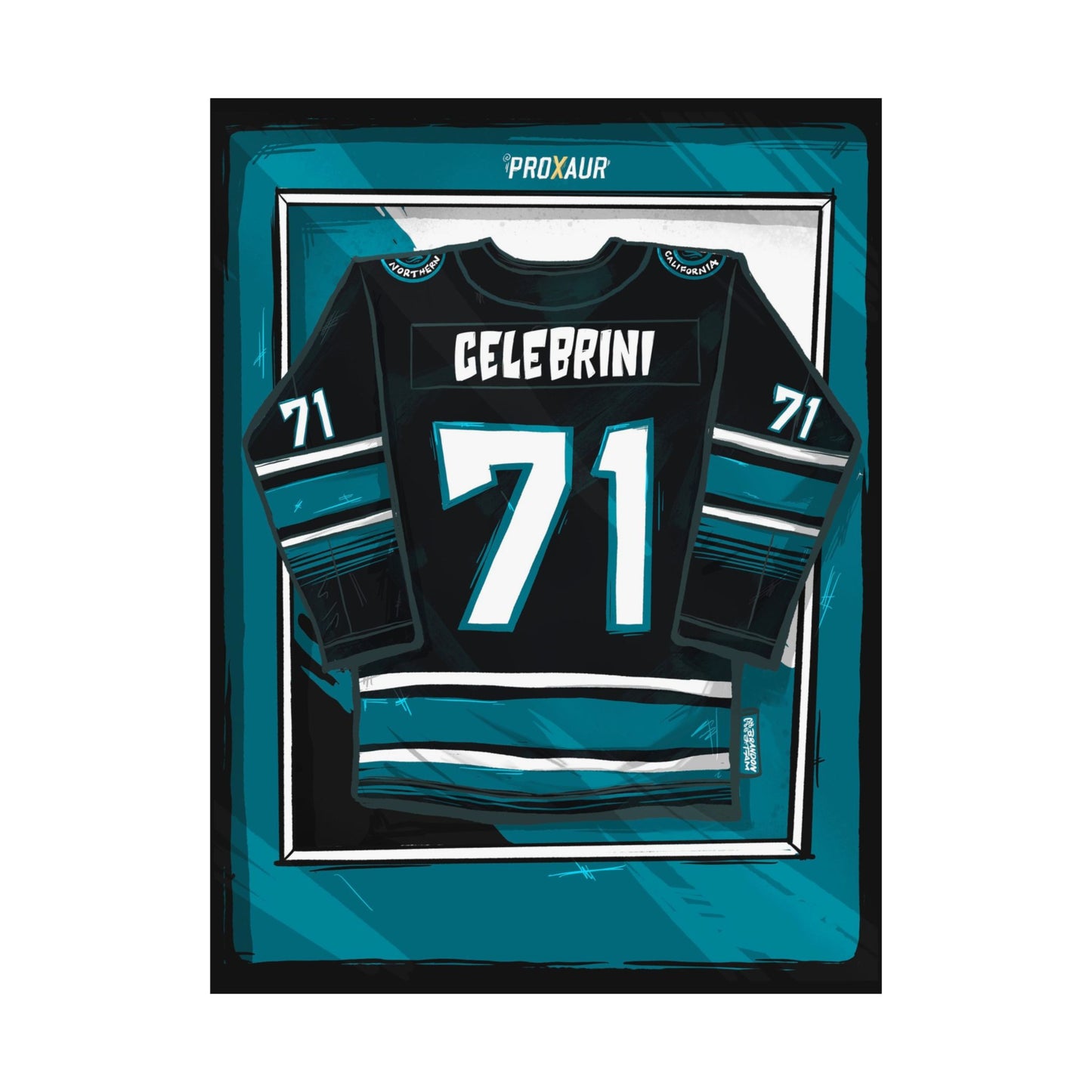 Celebrini #71 San Jose 2025-26 Black Alternate Jersey Poster