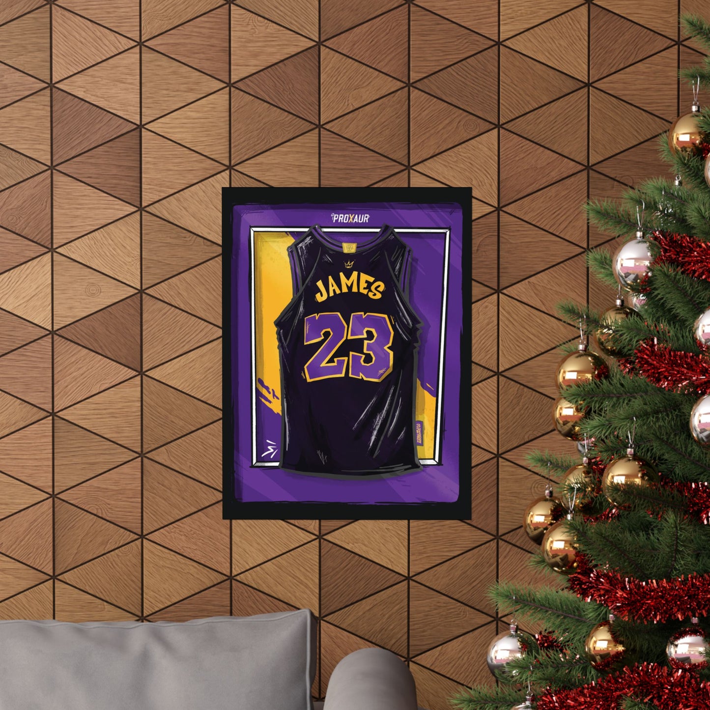 LeBron James '23' Los Angeles Black/Purple Jersey Poster