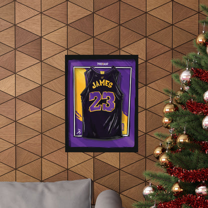 LeBron James '23' Los Angeles Black/Purple Jersey Poster