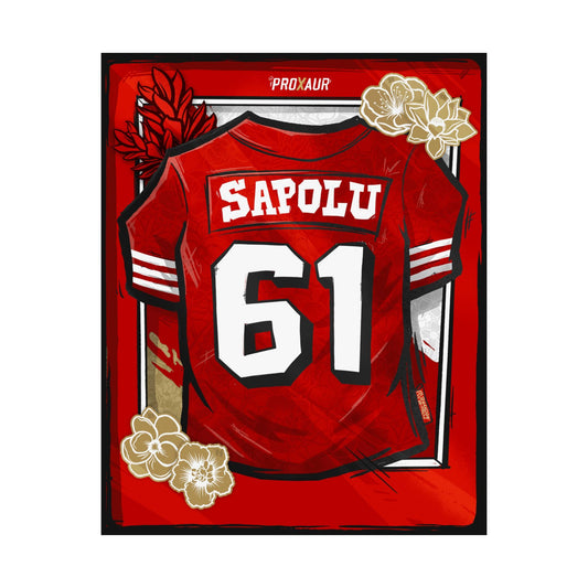 Jesse Sapolu #61 San Francisco '94 Red' Bay Area AAPI Bouquet Edition Jersey Poster