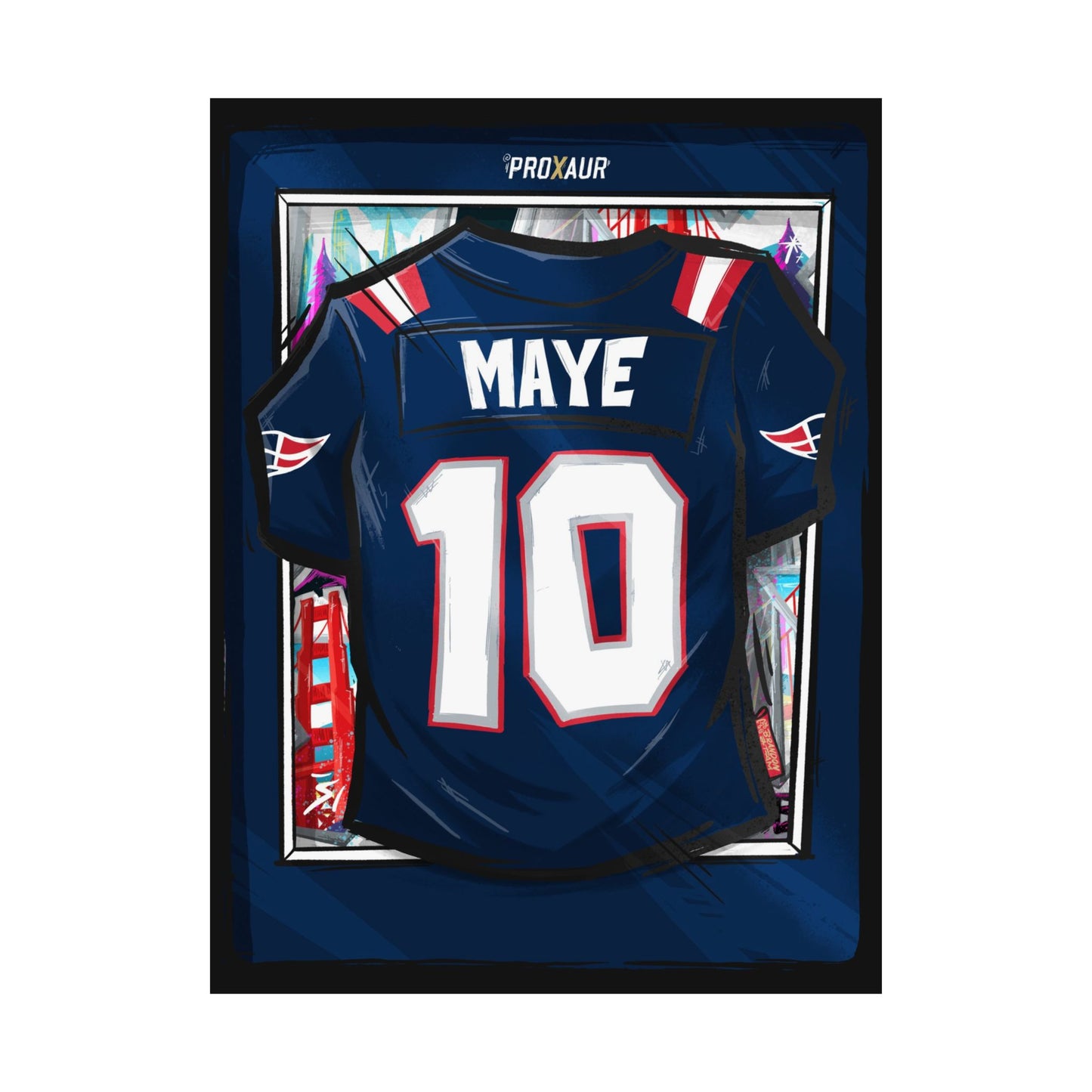 Drake Maye #10 New England 'LX Limited Edition' Jersey Poster