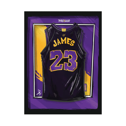 LeBron James '23' Los Angeles Black/Purple Jersey Poster