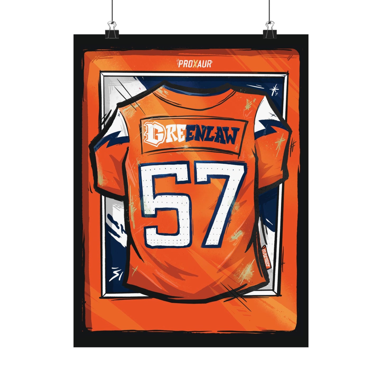 Dre Greenlaw #57 Denver 'Home Orange' Jersey Poster