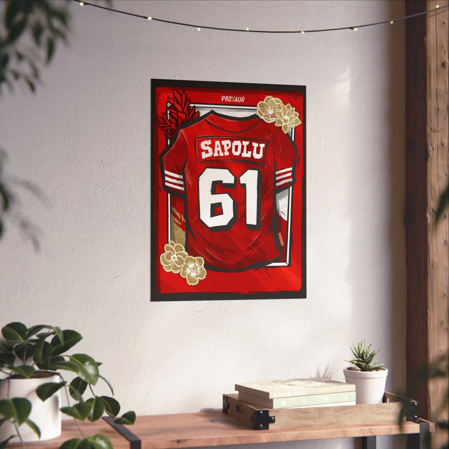 Jesse Sapolu #61 San Francisco '94 Red' Bay Area AAPI Bouquet Edition Jersey Poster