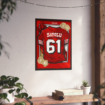 Jesse Sapolu #61 San Francisco '94 Red' Bay Area AAPI Bouquet Edition Jersey Poster