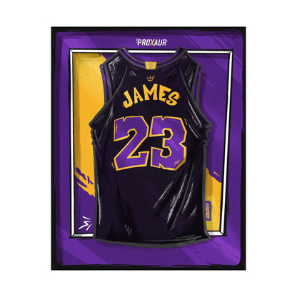 LeBron James '23' Los Angeles Black/Purple Jersey Poster