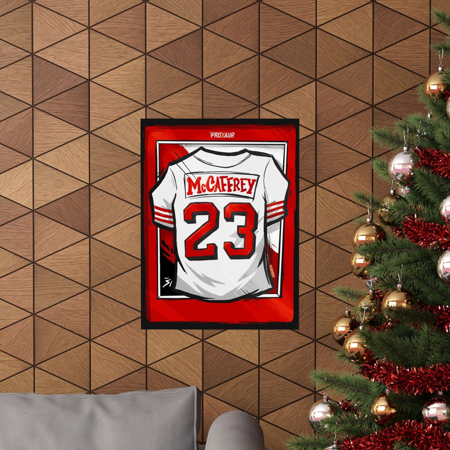 Christian McCaffrey #23 San Francisco '94 White Throwback' Jersey Poster